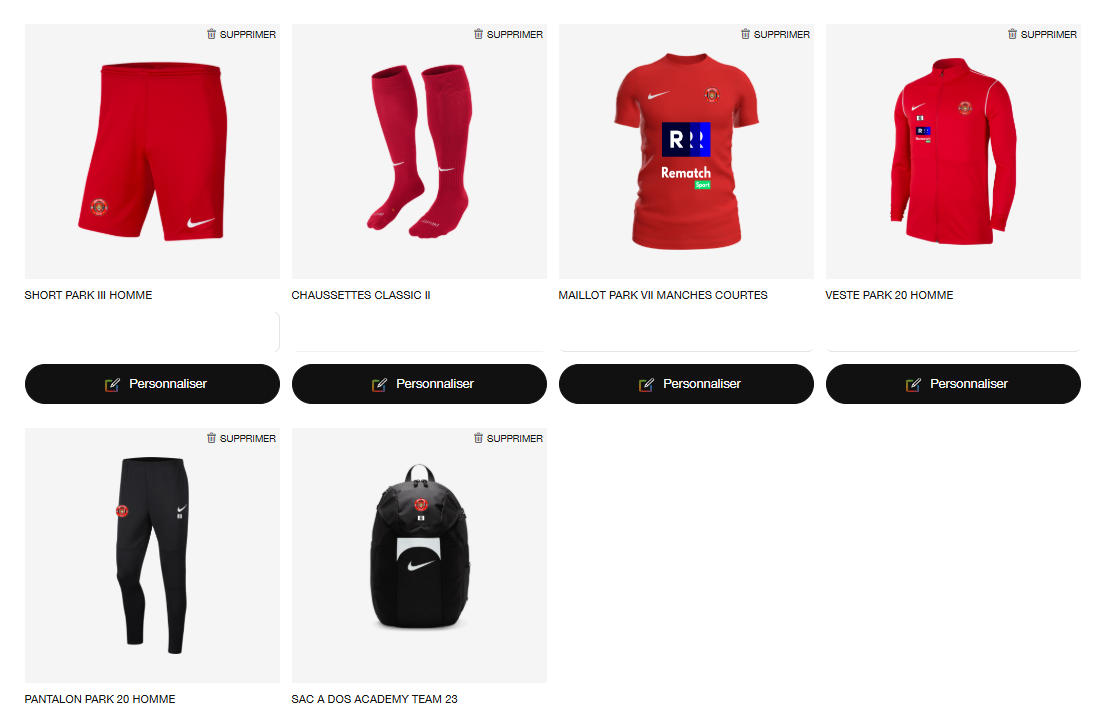 Pack complet Equipements