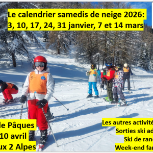 Le calendrier des sorties "samedis de neige" pour la saison